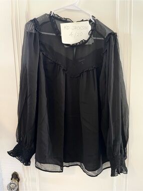torrid Black Sheer Ruffle Blouse